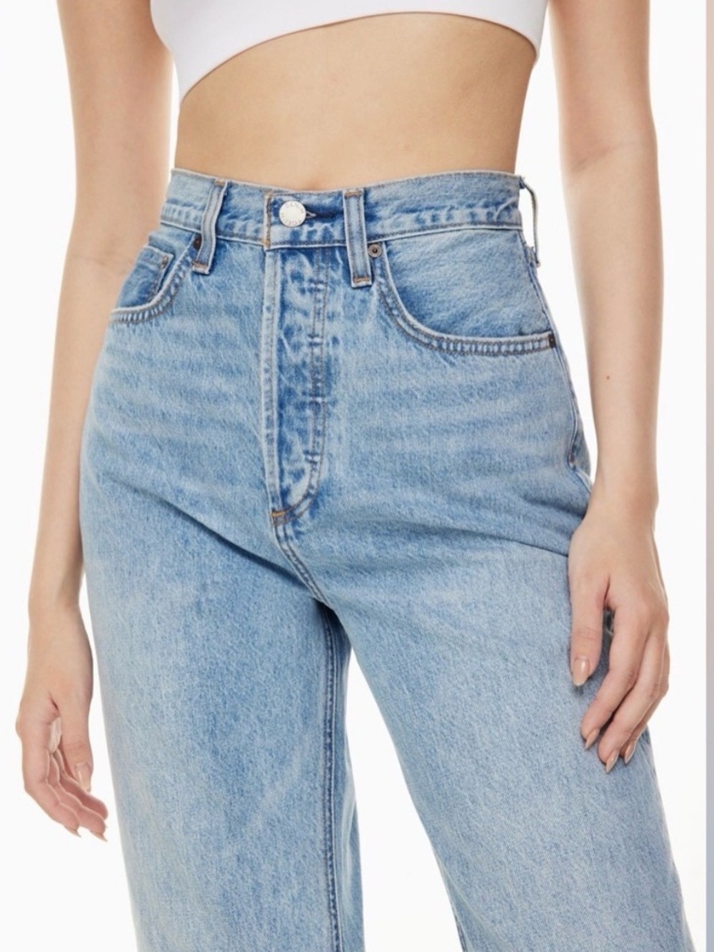 ARITZIA Denim Forum Joni high rise loose Light Blue Wide Leg Jeans 100% Cotton - Picture 3 of 14